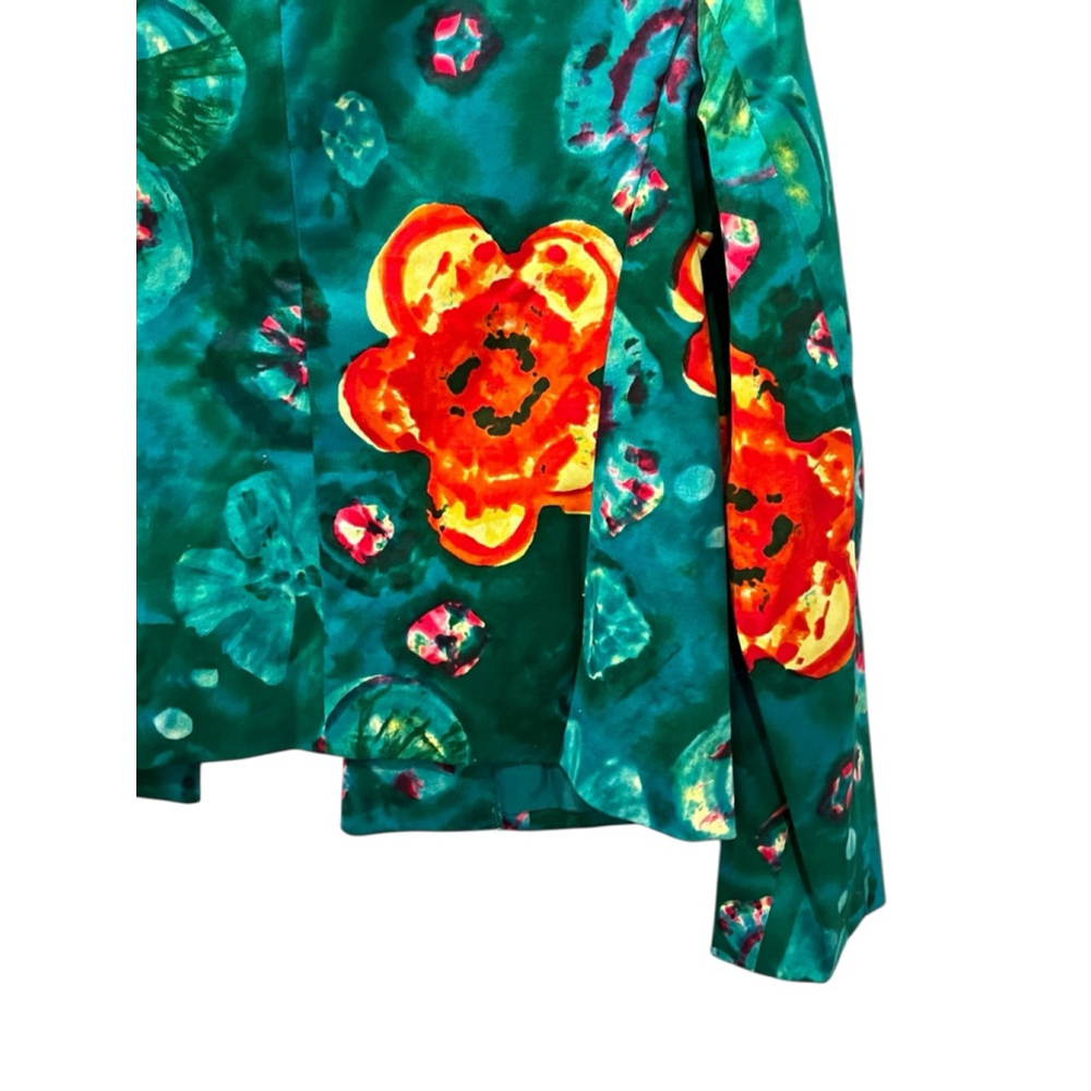 Harve Benard Teal Floral Satin Blazer with Orange & Pink Accents - Picture 8 of 8
